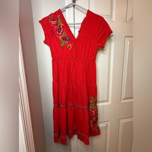 Johnny Was Dress in Red